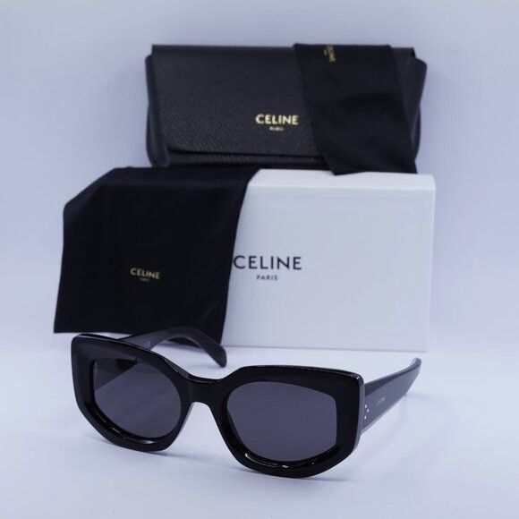 Celine Celine CL40277I 01A Sunglasses Shiny Black Cat Eye Frame Size ONE SIZE - 1 Thumbnail