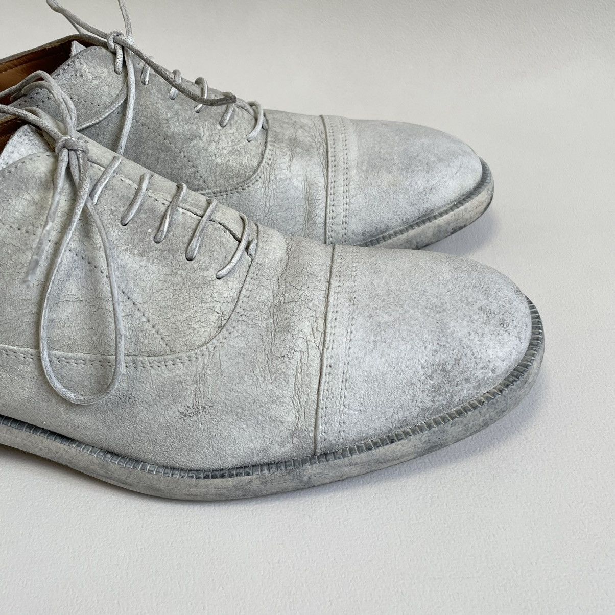 Maison Margiela ‘Painted White Suede’ Derby Shoes Size US 8 / EU 41 - 6 Thumbnail