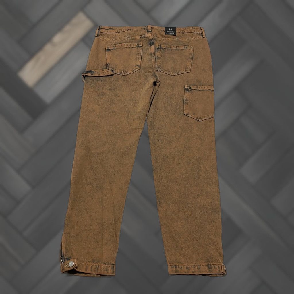 Fashion Nova Nova Men Carpenter Jeans Regular Fit Brown Straight Size 36 Denim Cotton Zipper Ankle Zip Pockets Cargo 32 Inseam Size US 36 / EU 52 - 1 Thumbnail
