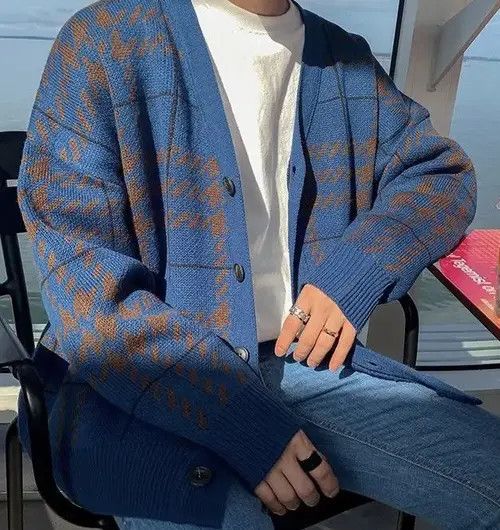 Japanese Brand Stylish Leisure Knitted Printed Buttons Cardigan Size US M / EU 48-50 / 2 - 2 Thumbnail
