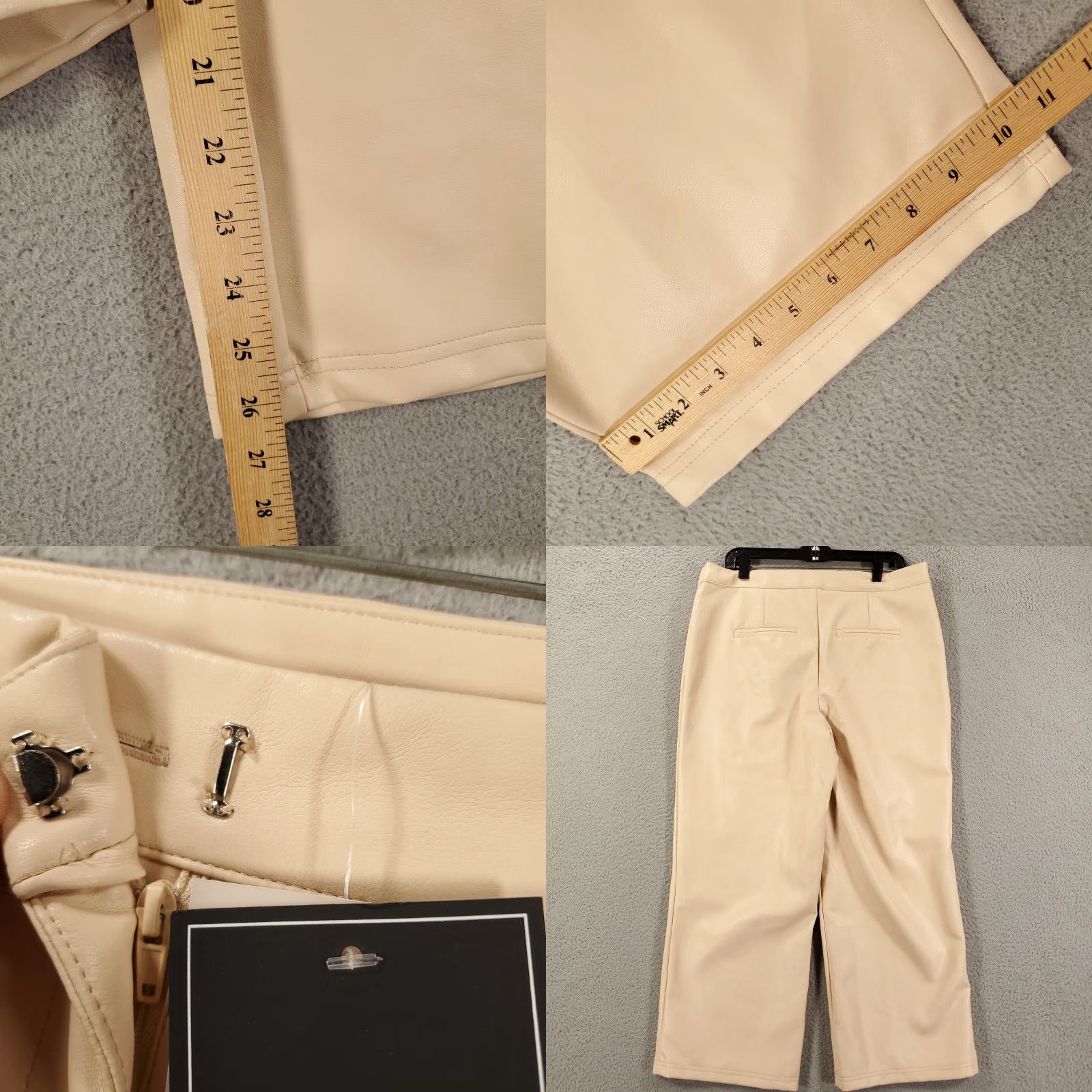 Vintage Bagatelle Brand New Womens Wide Leg Faux Leather Pants Size Large Cropped Peach Cream Beige NWT Size 36" / US 14 / IT 50 - 8 Thumbnail