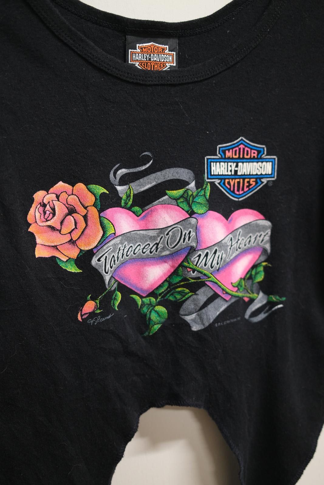 Harley Davidson 00's Harley Davidson Tattooed On My Heart T-Shirt Size S / US 4 / IT 40 - 3 Thumbnail