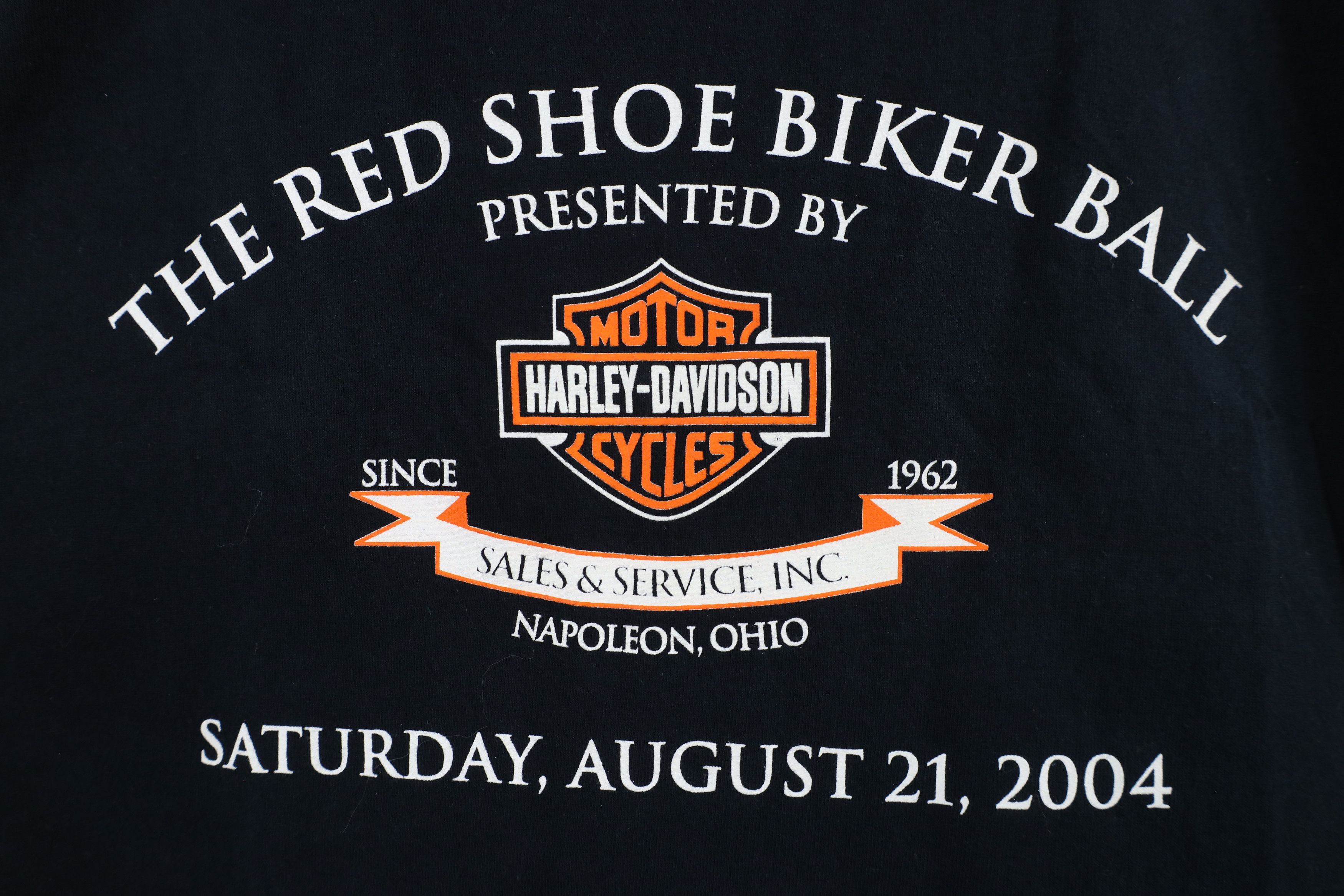 Harley Davidson × Vintage Vintage Harley Davidson Red Shoe Biker Ball T-Shirt Black Size US M / EU 48-50 / 2 - 4 Thumbnail