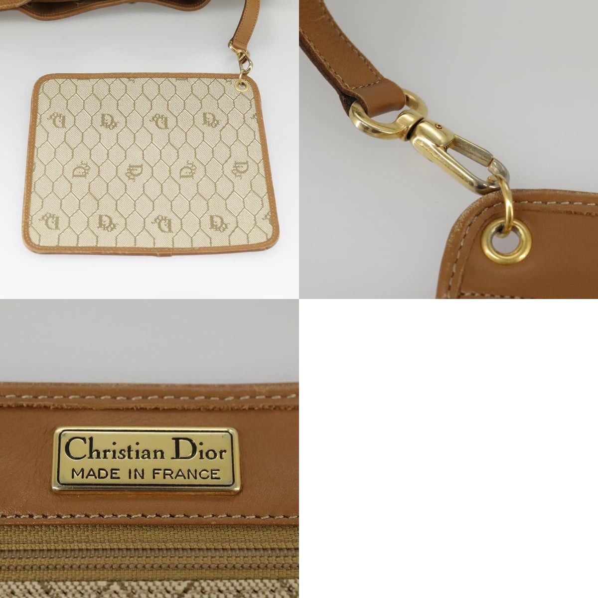 Dior DIOR Honeycomb Canvas Shoulder Bag Pvc Leather Beige Gold Size ONE SIZE - 13 Thumbnail