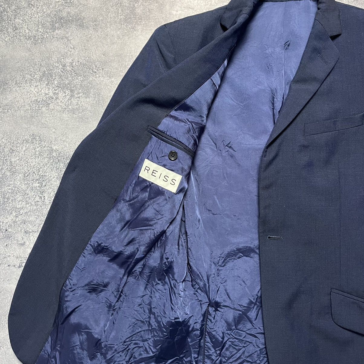 Designer × Reiss Reiss Blue Wool Blazer Jacket Luxury Classic Formal Size 38R - 6 Thumbnail