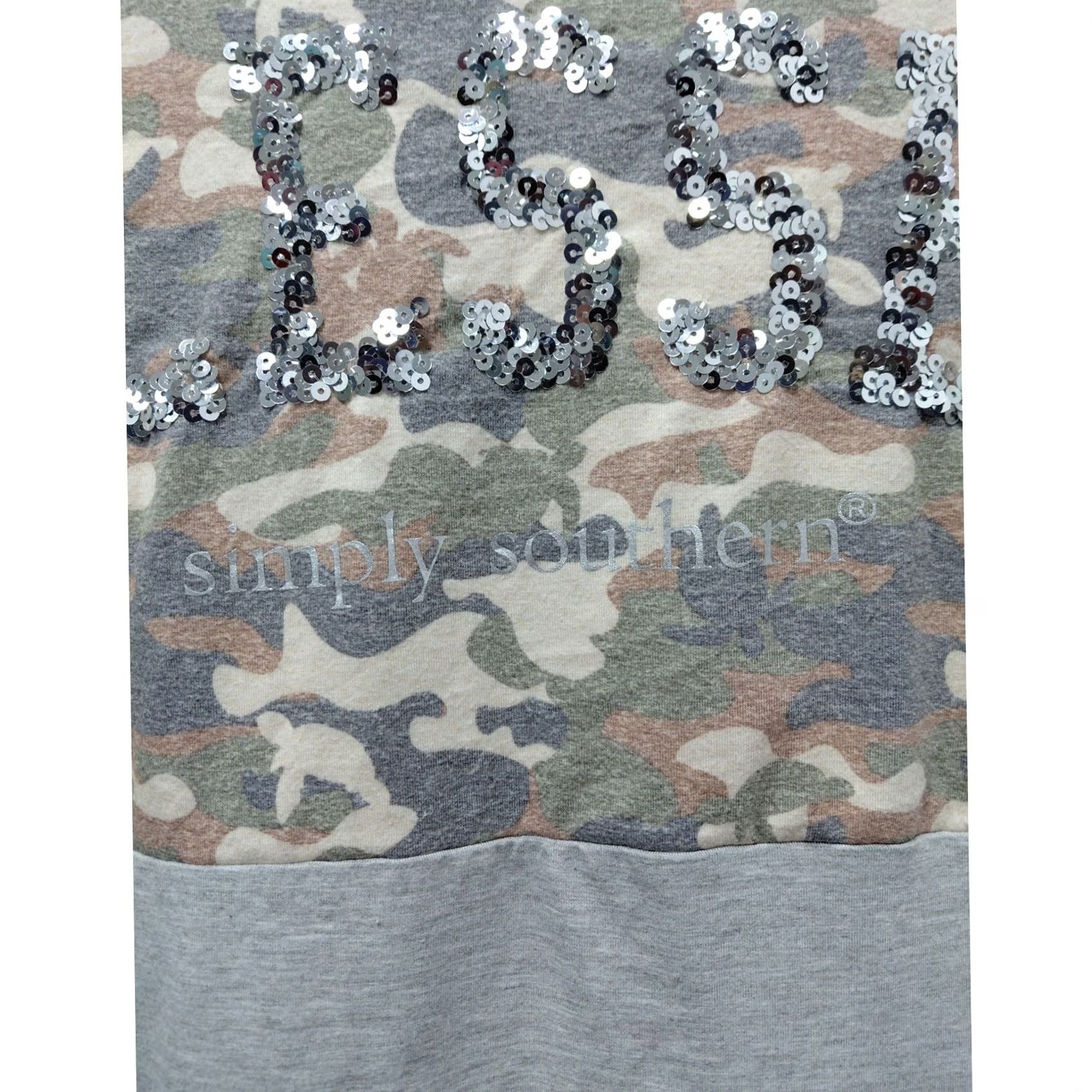 Vintage Simply Southern COLLECTION Camo Sequin Sweatshirt Long Sleeve Pullover S Womens Gray Size S / US 4 / IT 40 - 4 Thumbnail