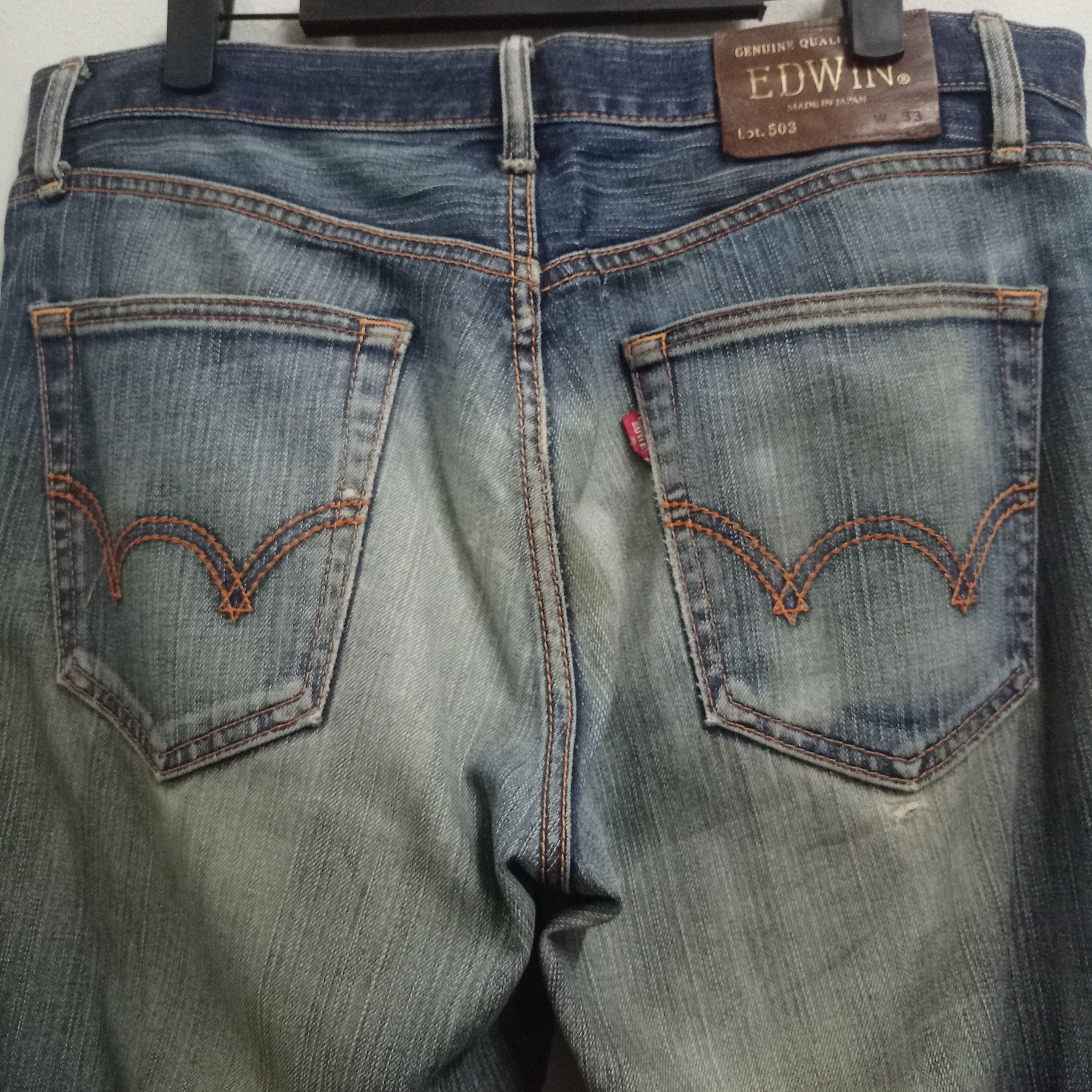 Edwin × Japanese Brand Vintage Japan Edwin 503 Baggy Mud Wash Distressed Jeans Size US 34 / EU 50 - 6 Thumbnail