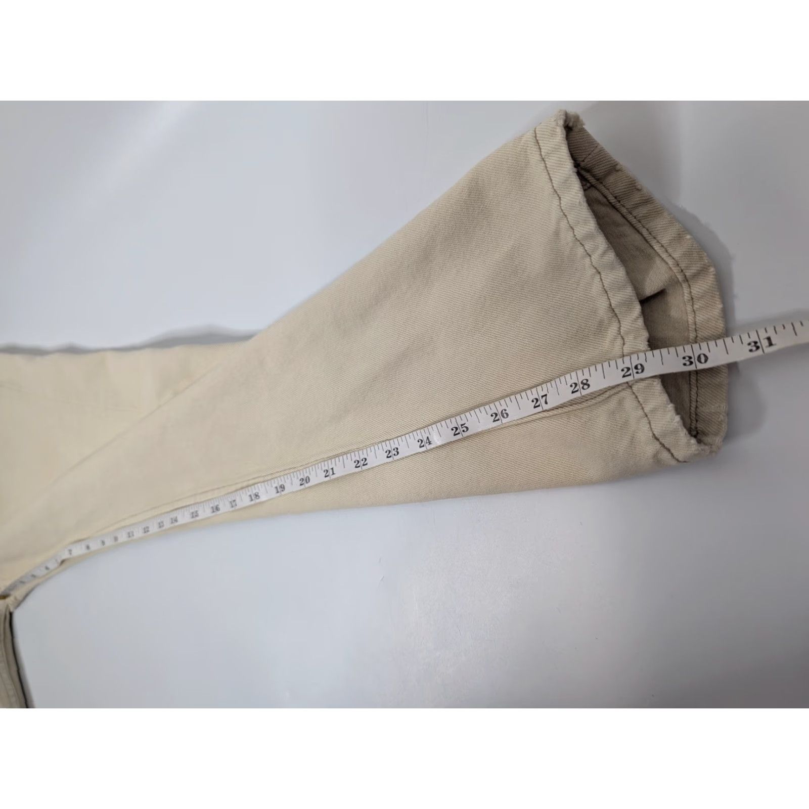 Levi's VINTAGE Levi's 501 Jeans Mens 31x30 Cream Beige Distress Denim Button Fly USA Size US 31 - 7 Thumbnail