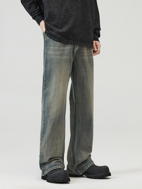 Japanese Brand Men's Washed Casual Bootcut Jeans Size US 32 / EU 48 - 3 Thumbnail