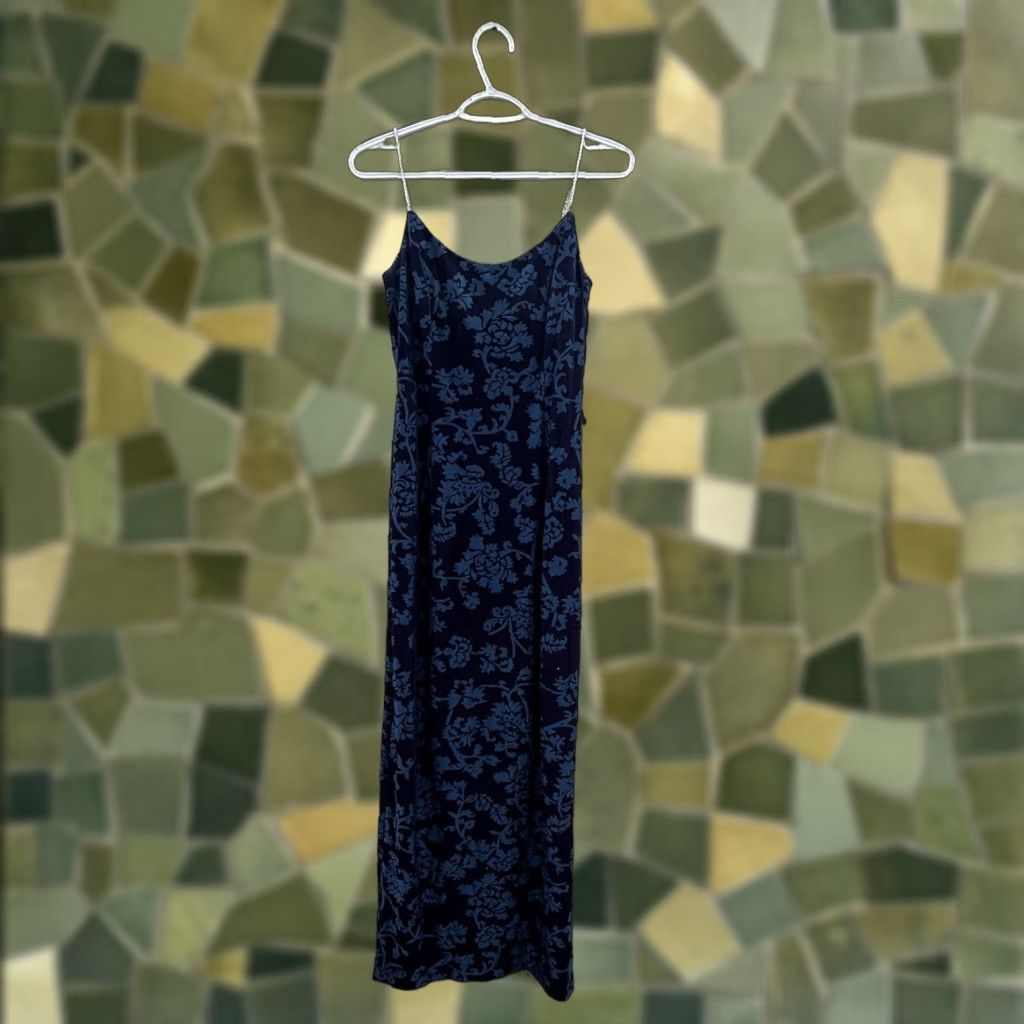 Vintage Bari Jay Womens Dress Maxi Blue Floral Size 6 Spaghetti Straps Vintage Size M / US 6-8 / IT 42-44 - 1 Thumbnail