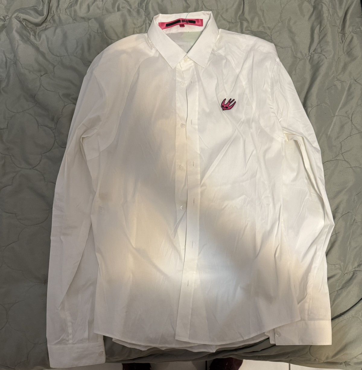 McQ Alexander McQueen Alexander McQueen McQ White Button Up Sparrow/Skull Logo Size US M / EU 48-50 / 2 - 1 Thumbnail