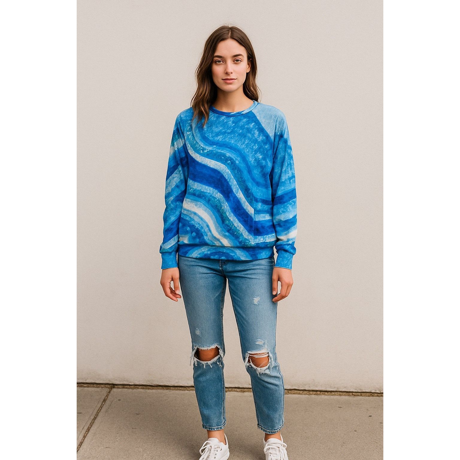 Other Blue Agate Geode Crystal Print Long Sleeve Sweatshirt S Size S / US 4 / IT 40 - 1 Thumbnail