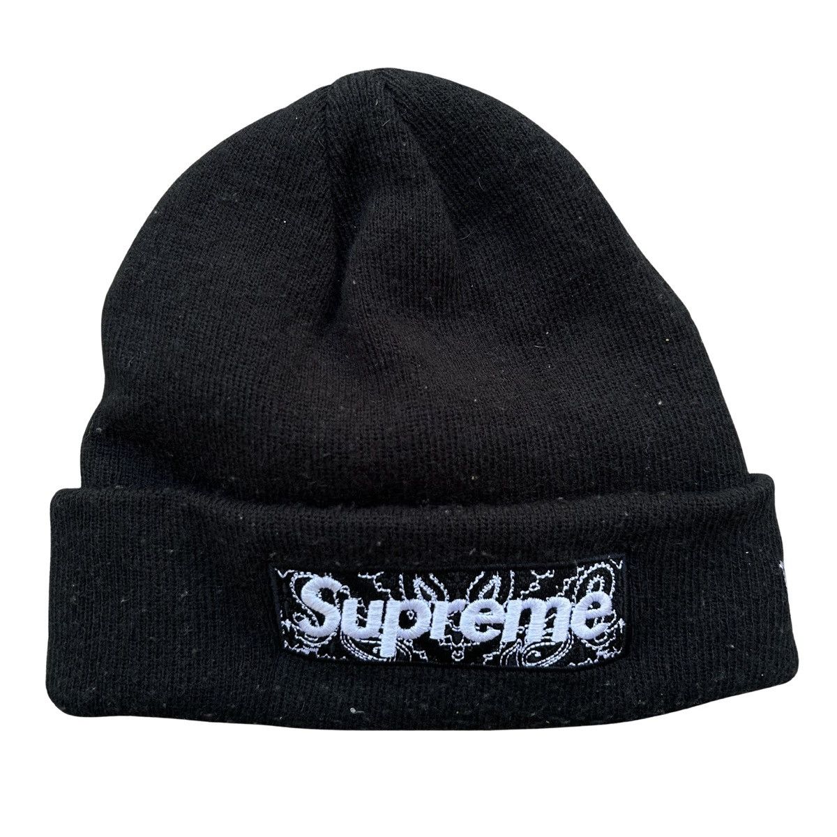 Supreme Supreme New Era Bandana Box Logo Beanie Black FW19 One Size Size ONE SIZE - 1 Thumbnail