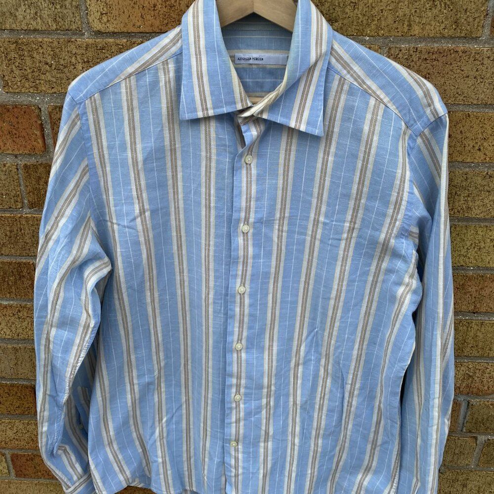 Alexander McQueen × Vintage RARE Alexander McQueen Striped Button Up Dress Shirt Large Size US L / EU 52-54 / 3 - 9 Thumbnail