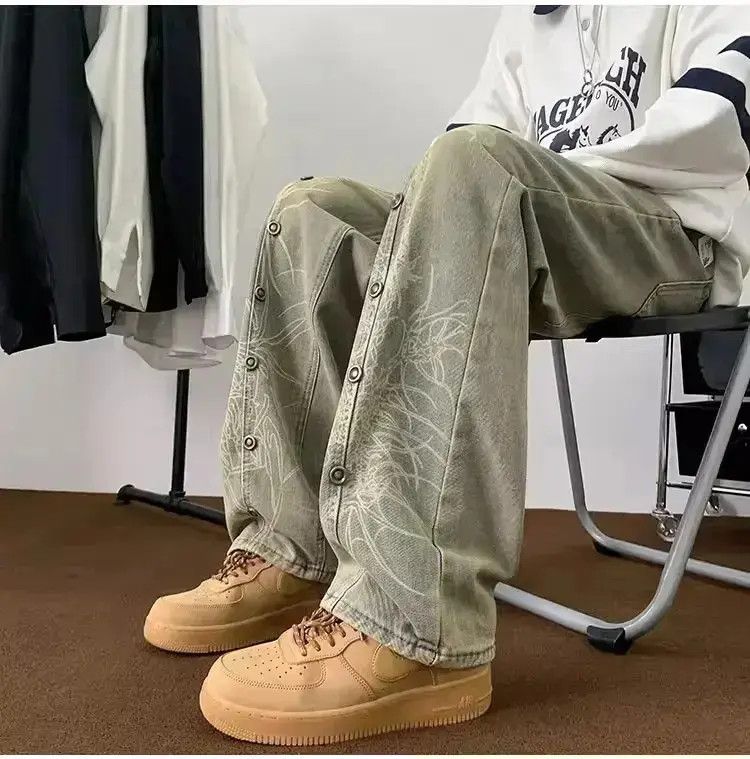 Japanese Brand Retro straight leg casual printed jeans Size US 32 / EU 48 - 6 Thumbnail