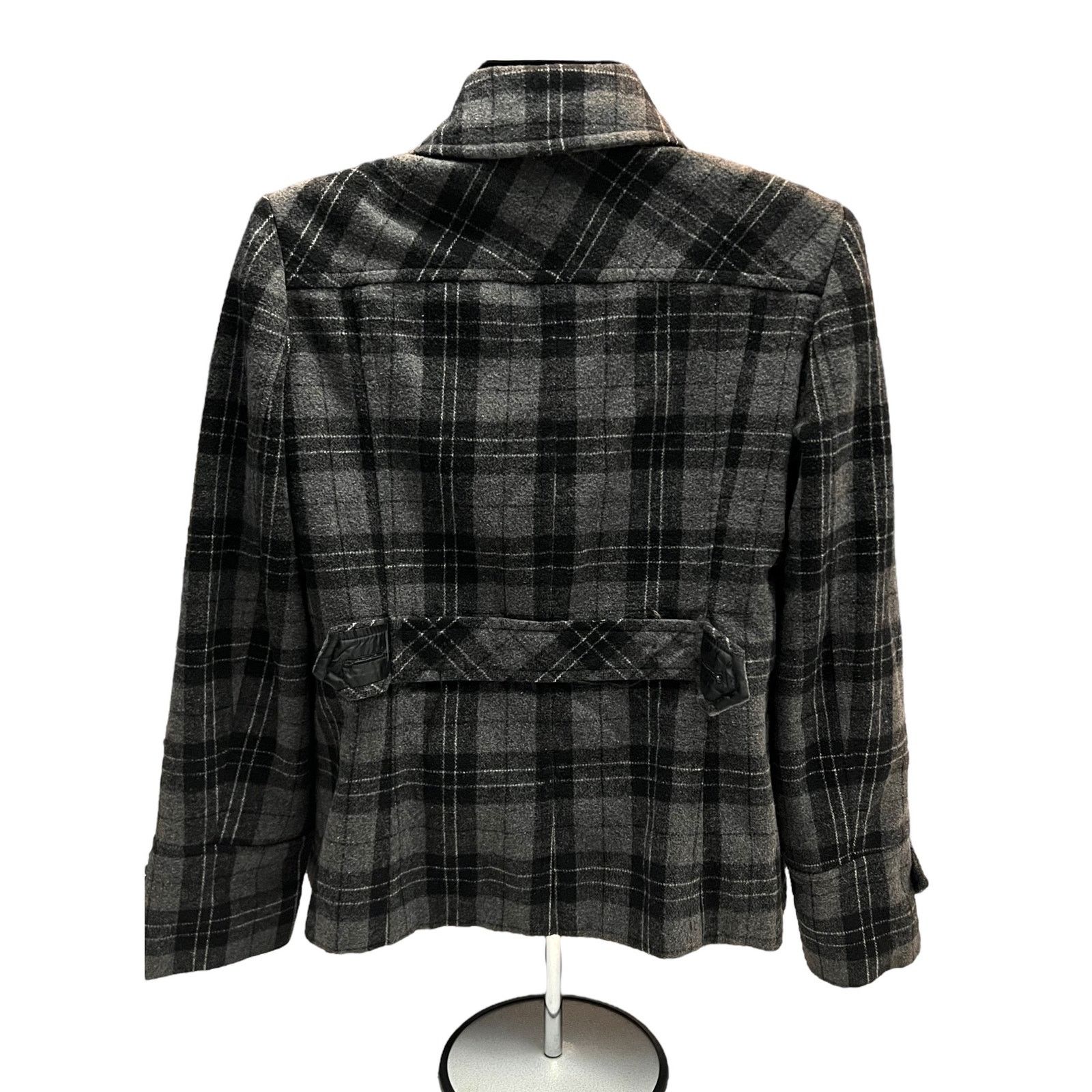 Other Giacca Women Plaid Wool Blend Peacoat Jacket Large Gray Coat Size L / US 10 / IT 46 - 2 Thumbnail