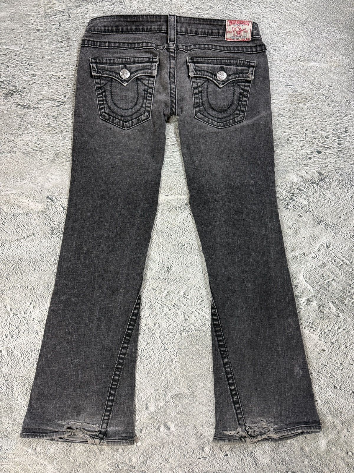 True Religion True Religion jeans grey black thick stitching flared Joey Size US 32 / EU 48 - 1 Thumbnail