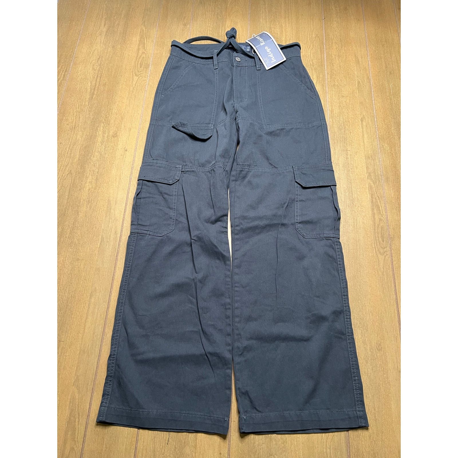 Vintage Indigo Rising Cargo Pants Wide Leg Gray Size 7/28 NWT Y2K Size 27" / US 4 / IT 40 - 3 Thumbnail