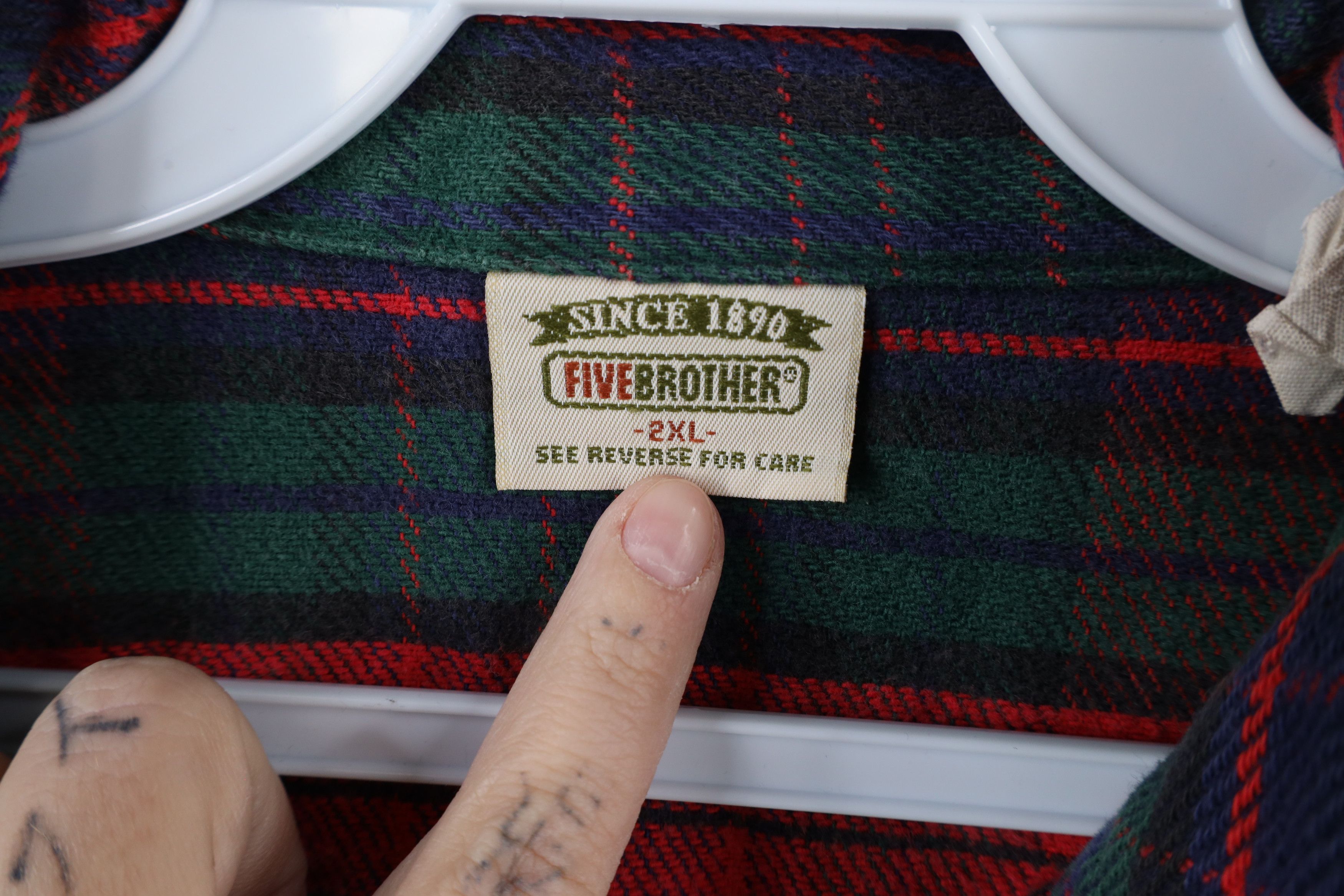 FiveBrother × Vintage Vintage 90s Five Brother Flannel Button Shirt Plaid USA Size US XXL / EU 58 / 5 - 7 Thumbnail