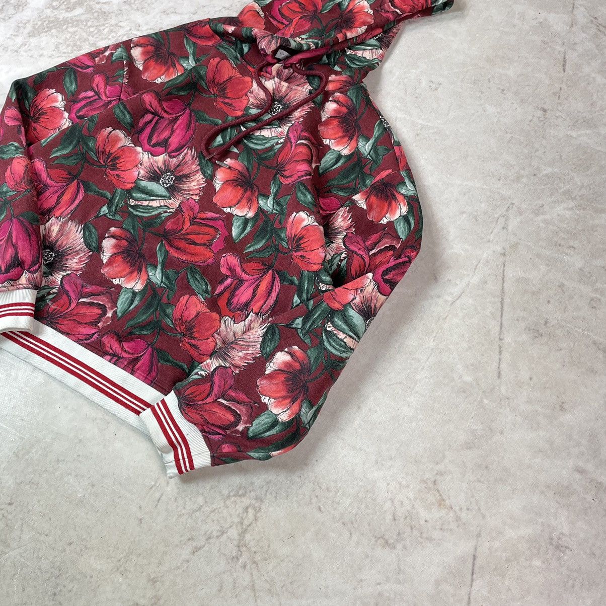 Sandro Sandro Paris Floral Print Viscose Burgundy Hoodie Size XS / US 0-2 / IT 36-38 - 4 Thumbnail