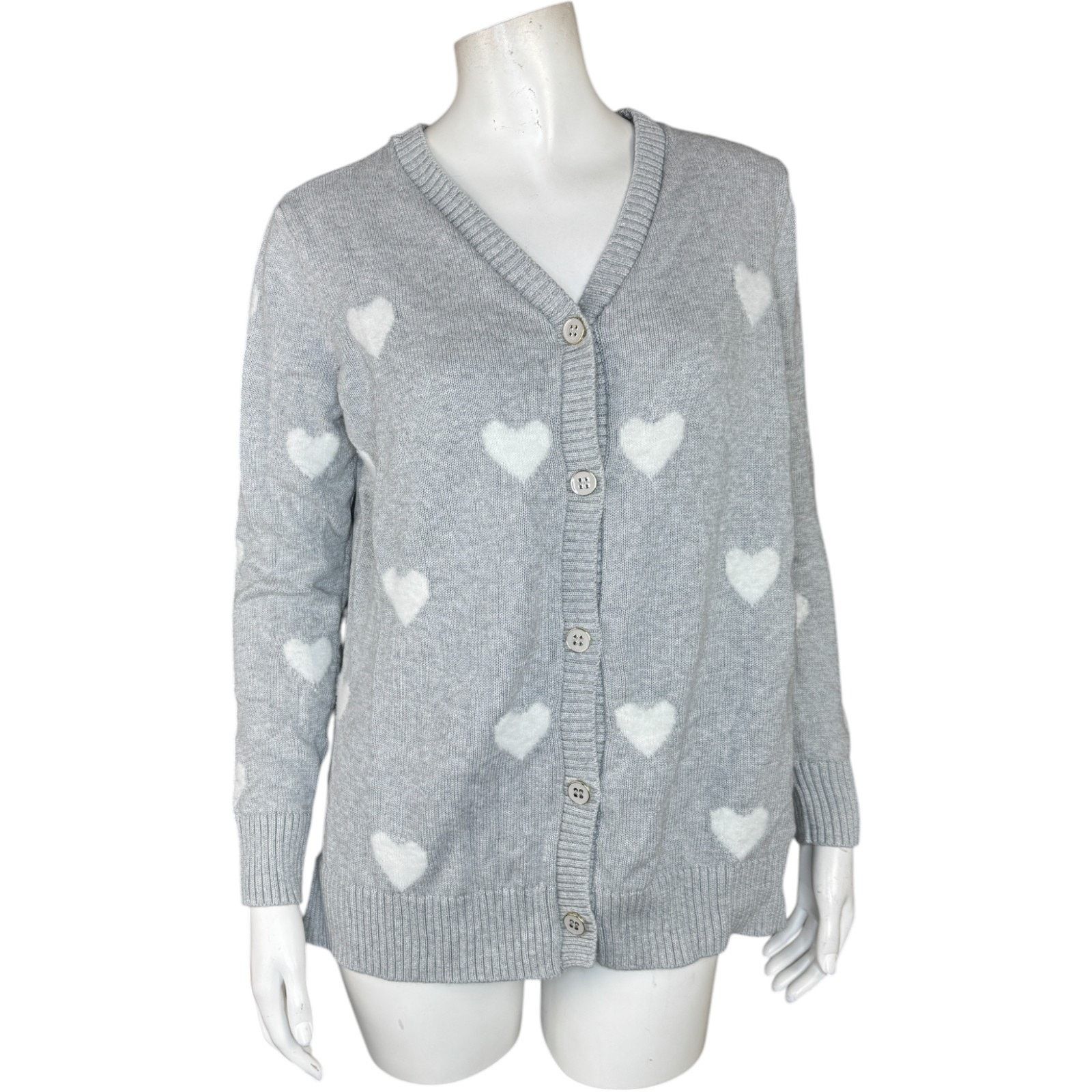 Other Belle by Kim GravelFuzzy Heart Cardigan Heather Gray Medium Size M / US 6-8 / IT 42-44 - 1 Thumbnail