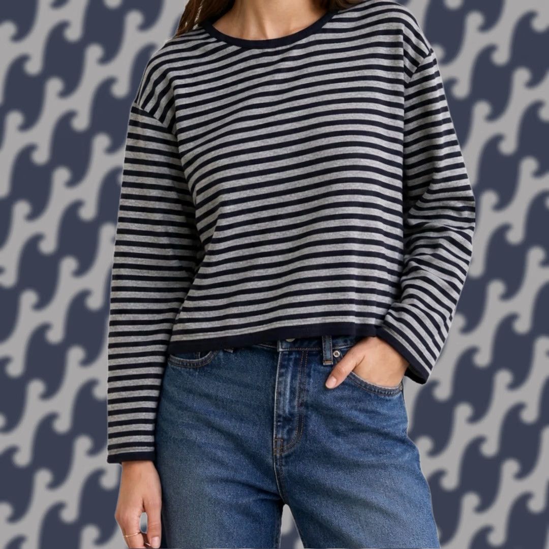 Eileen Fisher Eileen Fisher Womens Sweater Gray Stripe Stretch Knit Round Neck S Size S / US 4 / IT 40 - 1 Thumbnail