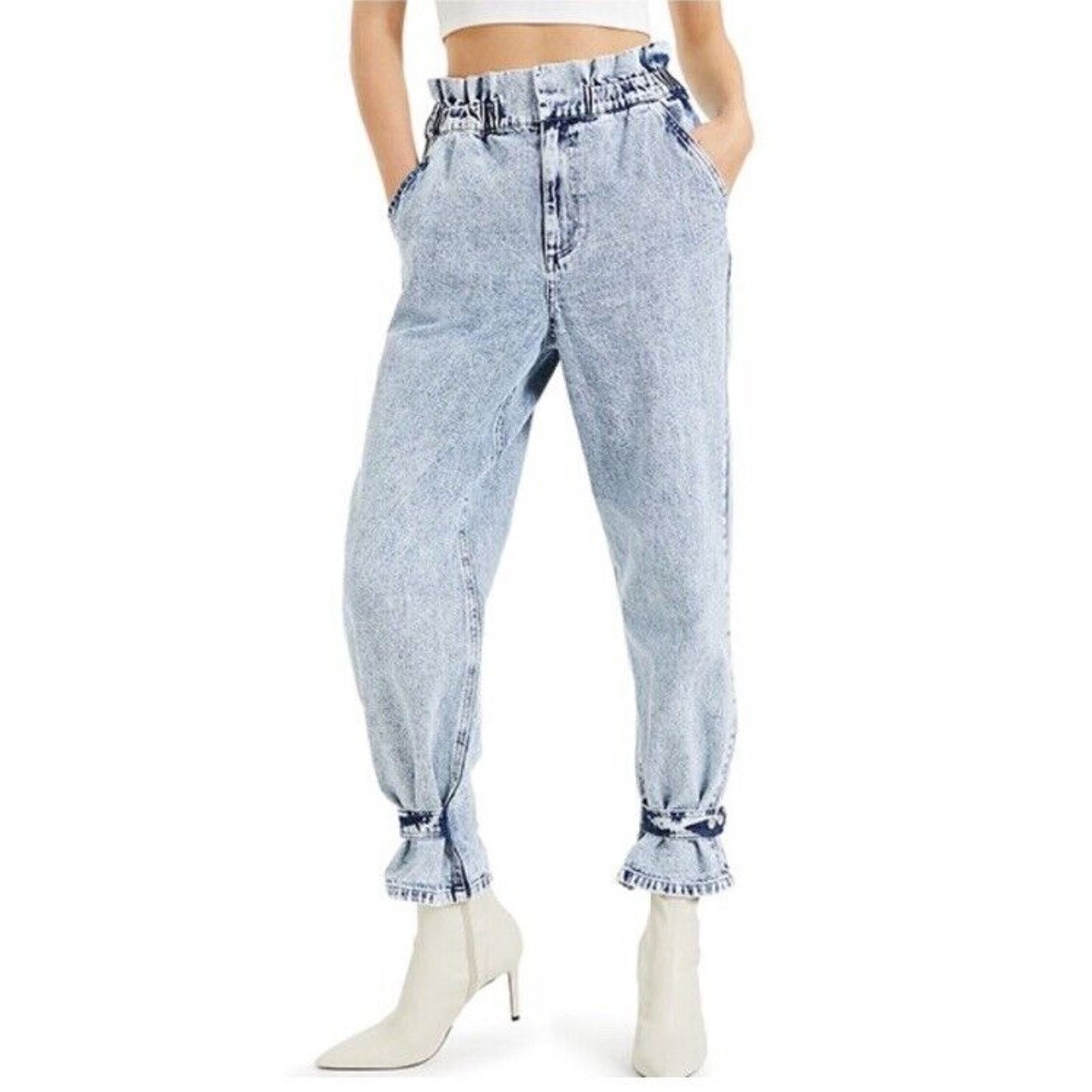 Other CULPOS X INC Paper Bag Waist Acid Wash Jeans Size 10 NWT Size 32" / US 10 / IT 46 - 1 Thumbnail