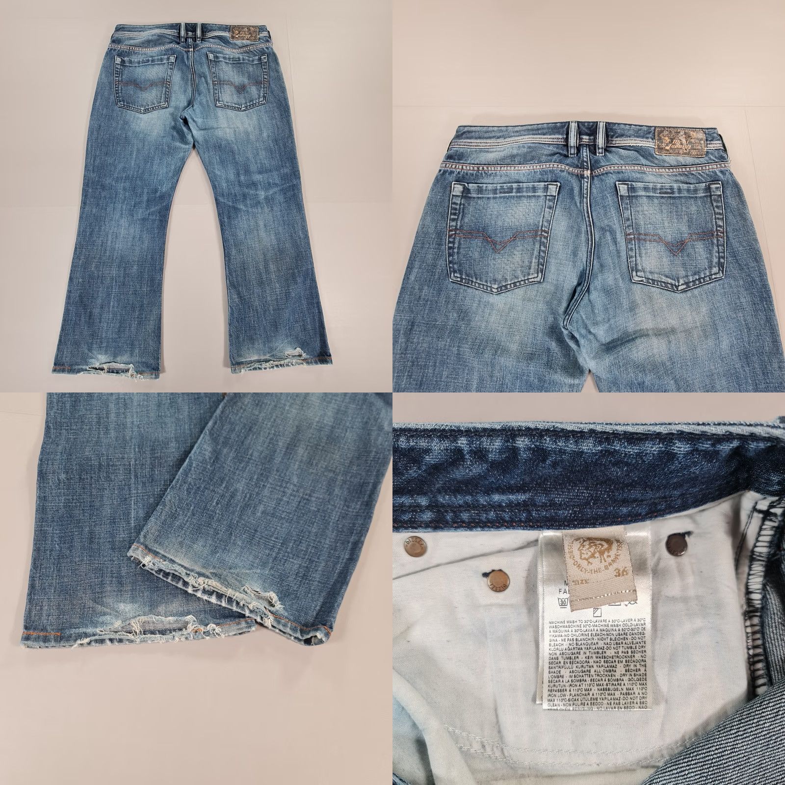 Diesel Diesel Zatiny Jeans Mens W36 L27 Blue Regular Bootcut Distressed Denim 0074W Jeans Size US 36 / EU 52 - 9 Thumbnail