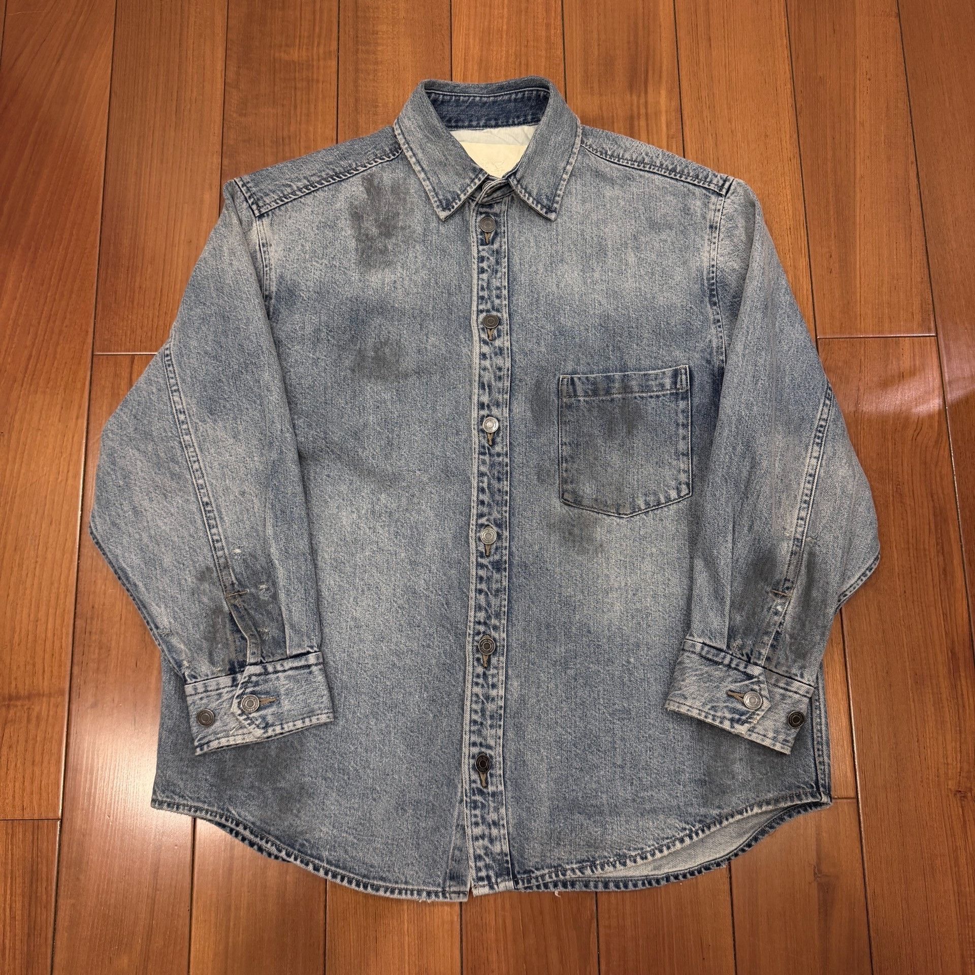 Croquis Washed Distressed Mud-Dyed Denim Shirt Jacket Size US S / EU 44-46 / 1 - 1 Thumbnail