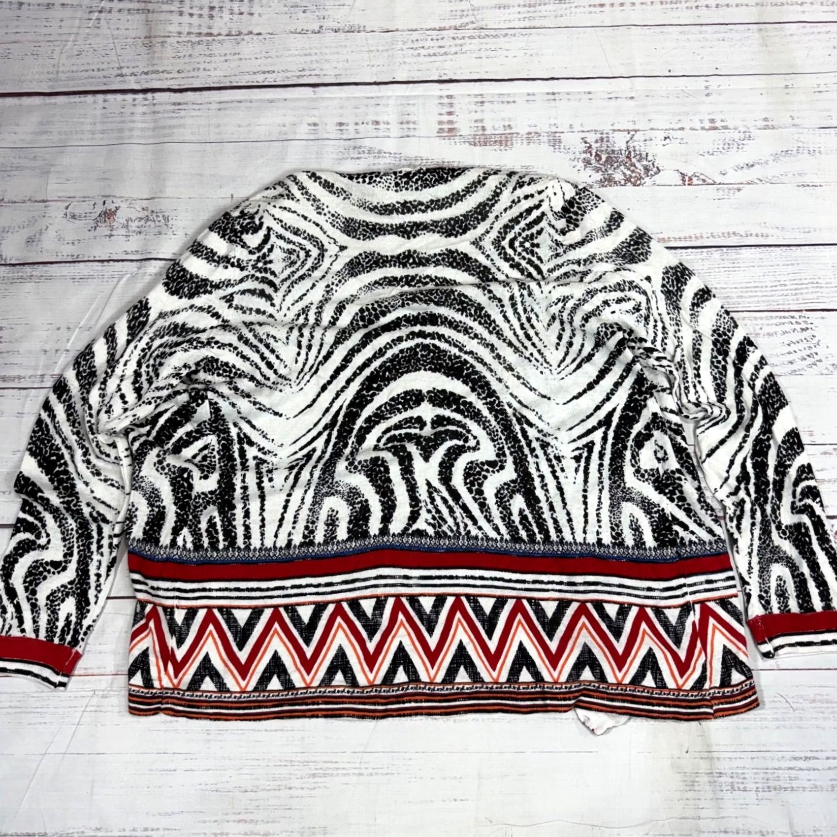 Vintage Chico's Cardigan Zebra Hannah Linen Blend Black White M Women Cardigan New Size M / US 6-8 / IT 42-44 - 4 Thumbnail