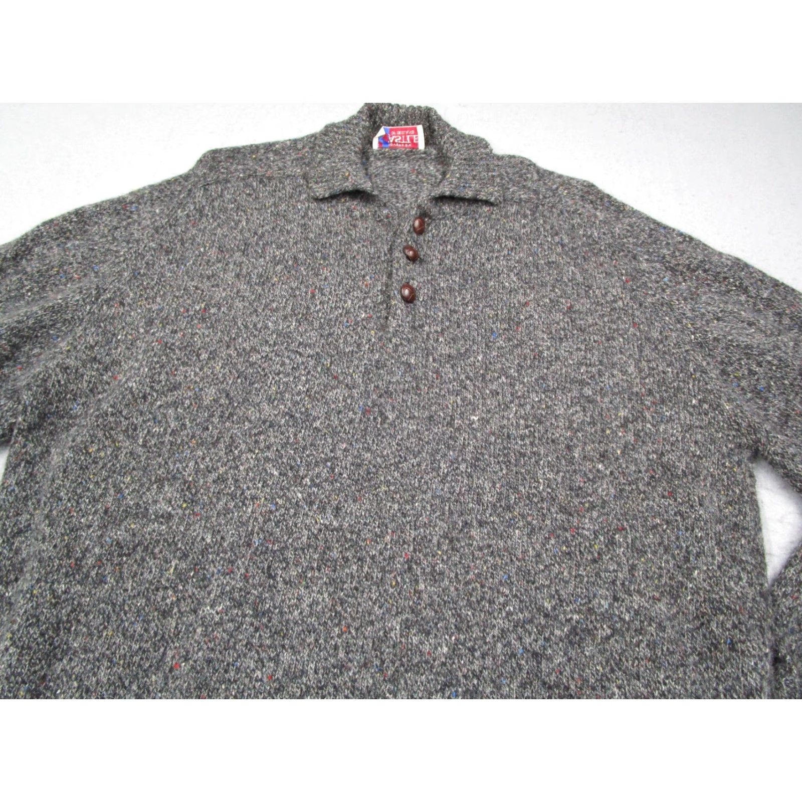 Vintage VINTAGE Castle of Ireland Wool Sweater XL Gray Chunky-Knit 1/4 Button Pullover Casual Mens Size US XL / EU 56 / 4 - 2 Thumbnail