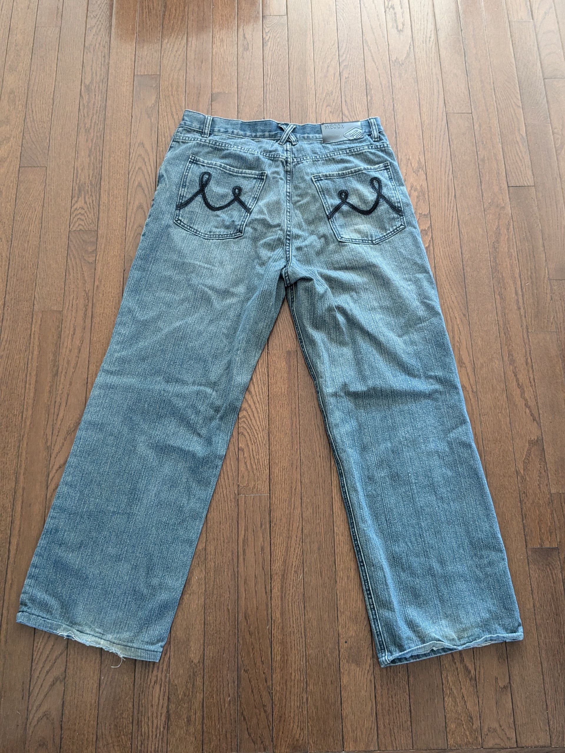 Mecca Y2K Baggy Embroidered Mecca Jeans - Size 36x32 Size US 36 / EU 52 - 1 Thumbnail