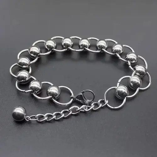Jewelry Ball Chain Bracelet 2000s Chrome Y2K Punk Skater Grunge Size ONE SIZE - 2 Thumbnail