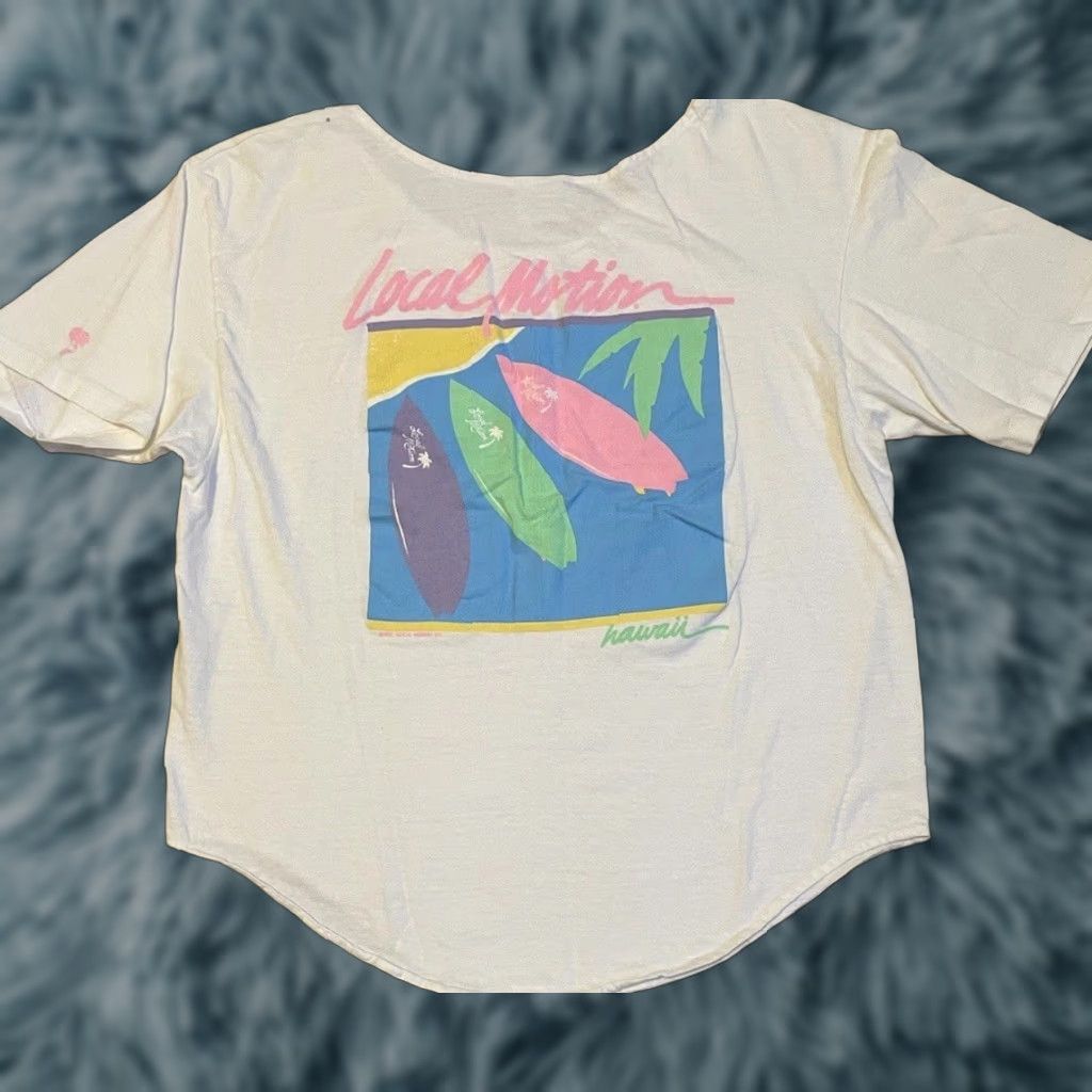 Quiksilver VINTAGE Local Motion Hawaii Crop Shirt Surf Beach Quiksilver OP Billabong TC 90s 80s Size ONE SIZE - 1 Thumbnail