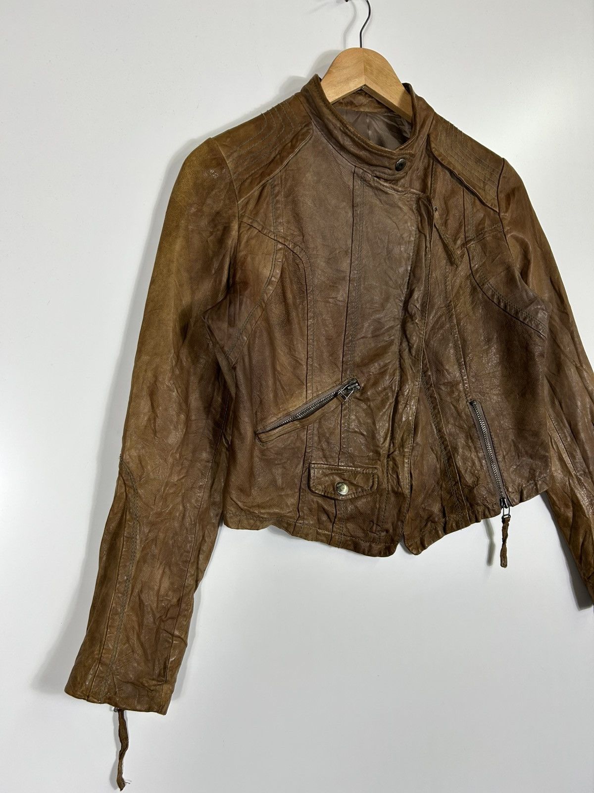 Japanese Brand ⚡️Vintage Sheepskin Leather Zipper Biker Jacket Size M / US 6-8 / IT 42-44 - 2 Thumbnail