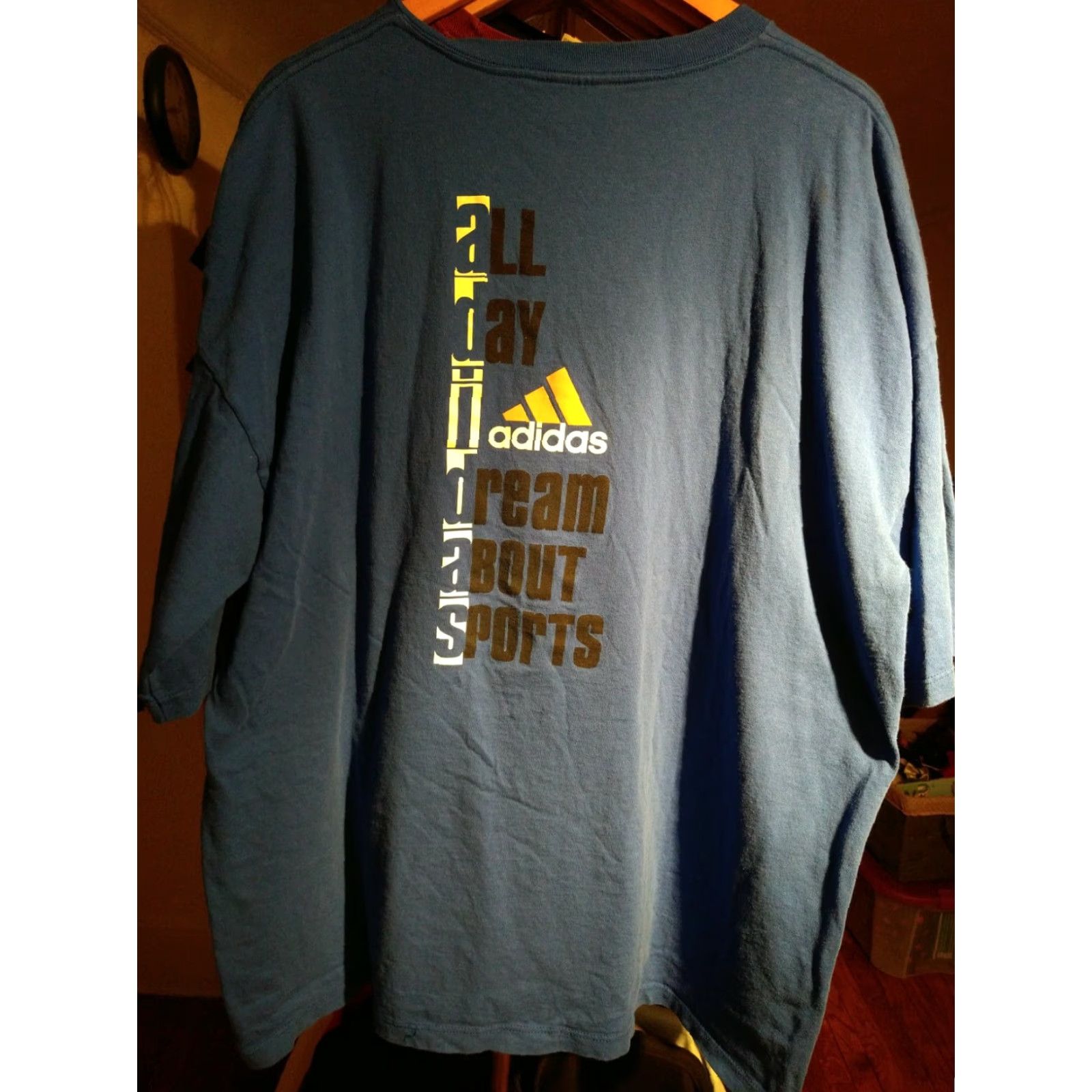 Adidas VINTAGE Adidas All Day I Dream About Sports T Shirt 2XL Adult Blue Short Sleeve Cotton USA Mens Size US XXL / EU 58 / 5 - 3 Thumbnail