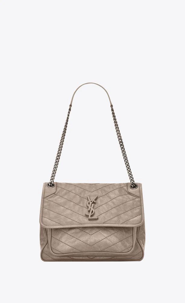 Saint Laurent Paris o1tp1o1224 Niki Large In Crinkled in Grey Size ONE SIZE - 1 Thumbnail