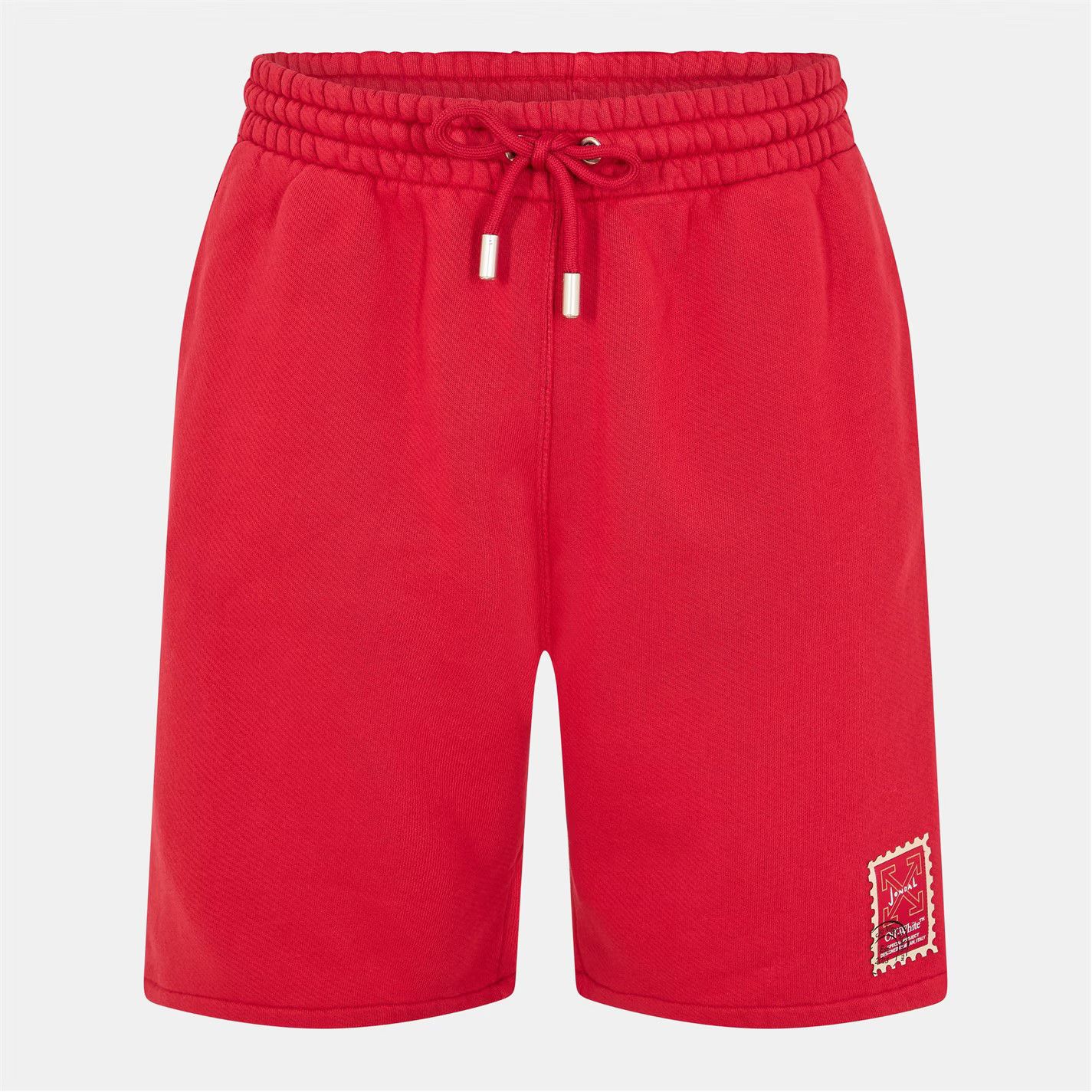 Off-White o1g2r1mq0326 Logo Fleece Jogger Shorts in Red Size US 30 / EU 46 - 1 Thumbnail