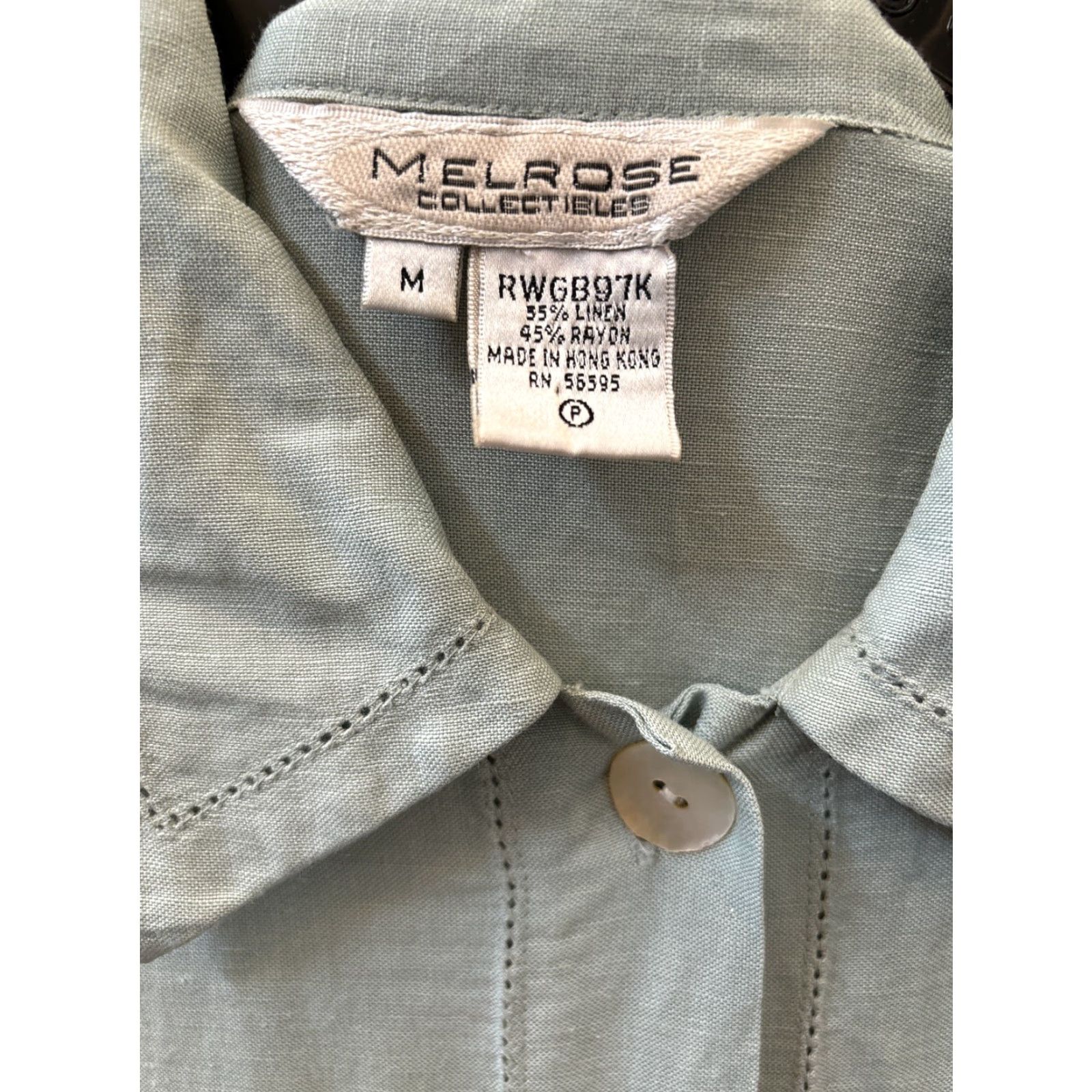 Vintage VINTAGE Melrose Collectibles Women Button-Down Shirt M Green Linen Rayon Pocket Size M / US 6-8 / IT 42-44 - 3 Thumbnail