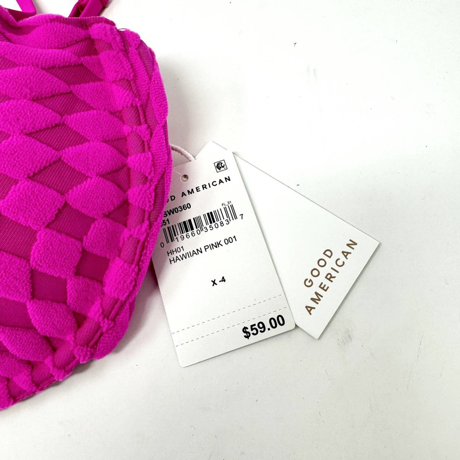 Good American Good American Pink Jacquard Check Underwire Bikini Top XL Size ONE SIZE - 3 Thumbnail