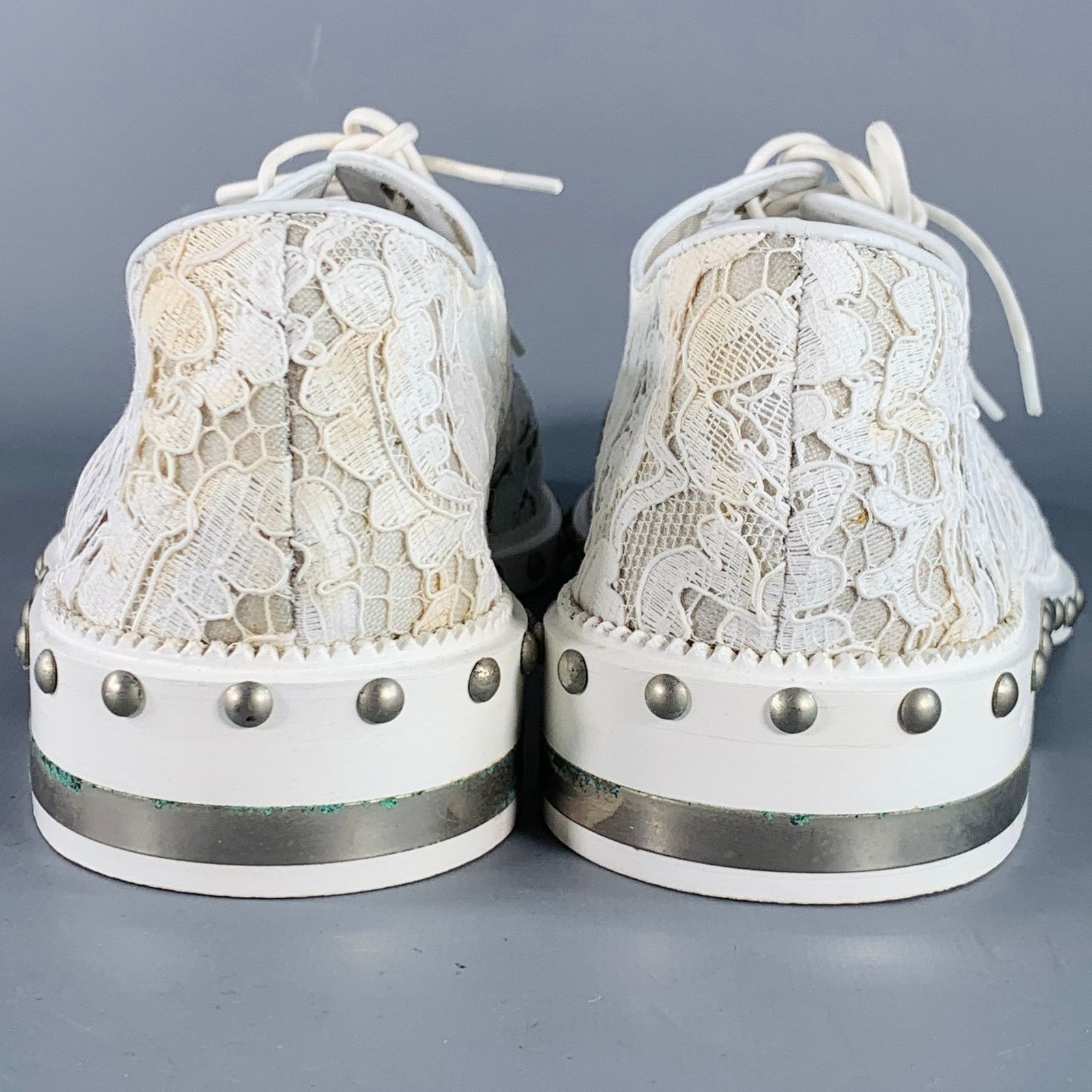 Givenchy GIVENCHY Size 10 White Leather Lace Studded Derby Shoes Size US 10 / IT 40 - 3 Thumbnail