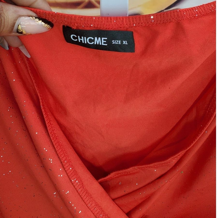 Other ChicMe Red Glitter Ruched Bodycon Dress XL Size XL / US 12-14 / IT 48-50 - 3 Thumbnail