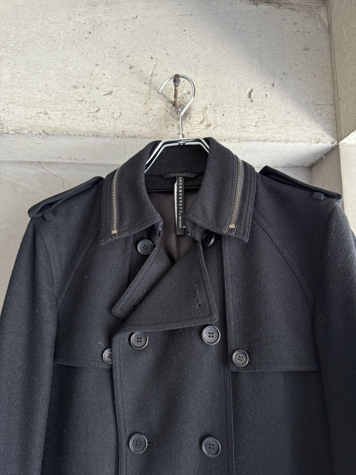 Neil Barrett BLACKBARRETT by Neil Barrett Archive Black Wool Trench Coat Size US S / EU 44-46 / 1 - 4 Thumbnail