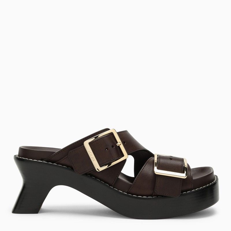 image of Loewe Ease Heel Shoes Slide Brown Leather, Women's (Size 9)