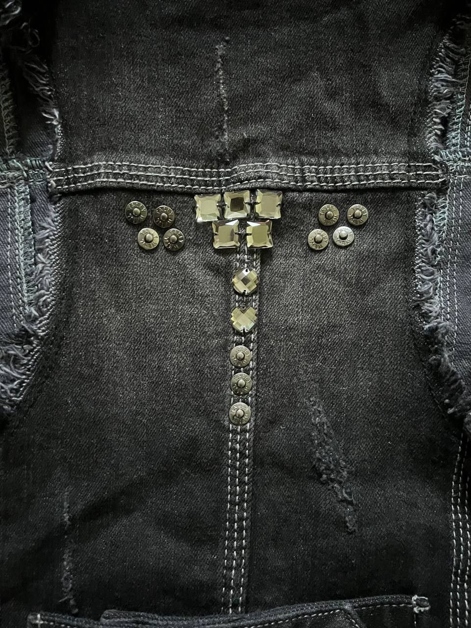 If Six Was Nine × Le Grande Bleu (L.G.B.) × Vintage Vintage Y2K Distressed Opium Owens Style Denim Vests Size US S / EU 44-46 / 1 - 7 Thumbnail
