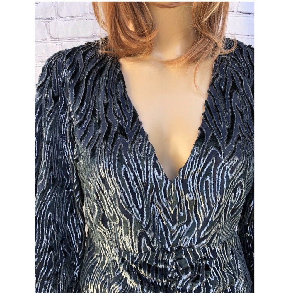 Other Burnout Velvet Blouse Long Sleeve Dark Green S Size S / US 4 / IT 40 - 2 Thumbnail
