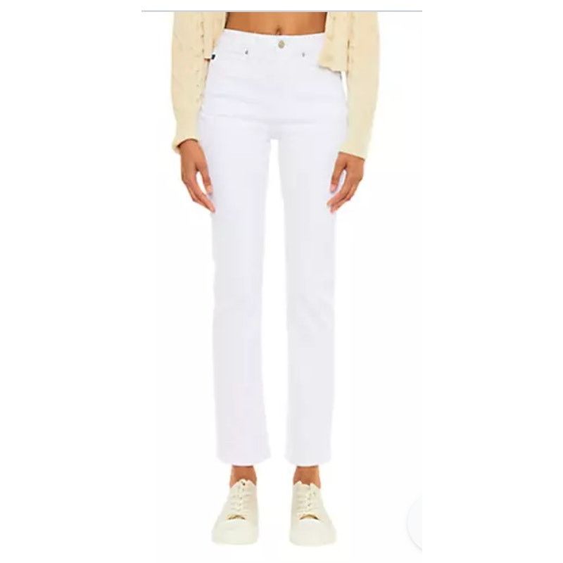 Kancan USA Kancan Straight Leg High Rise White Denim Jeans, 27 Size 27" / US 4 / IT 40 - 1 Thumbnail