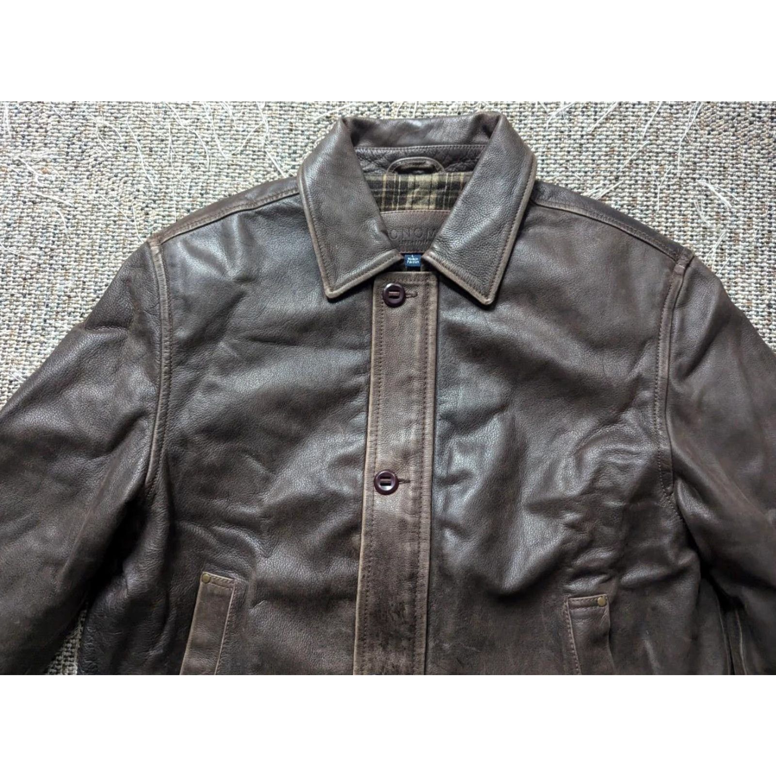 Vintage VINTAGE motorcycle jacket Mens L Brown Patina Cowhide Leather 44 zip 1990s Mad Max Sonoma Leather Jacket Size US L / EU 52-54 / 3 - 3 Thumbnail