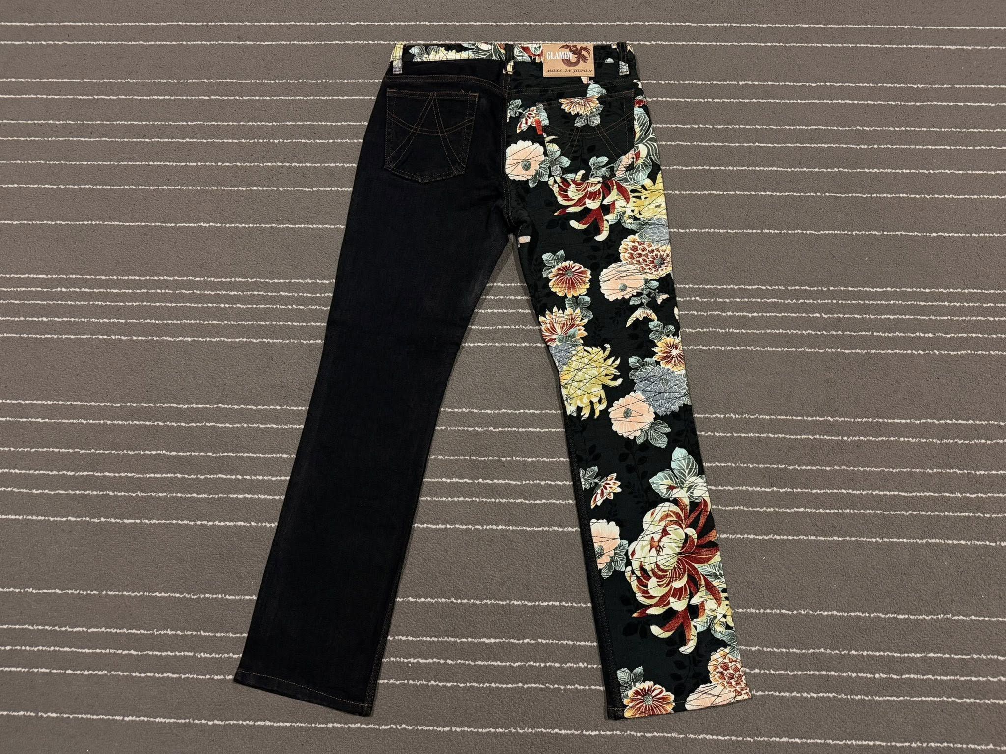 Japanese Brand GLAMDY Japanese kimono fabric X DENIM women W30 2771 Size 30" / US 8 / IT 44 - 1 Thumbnail