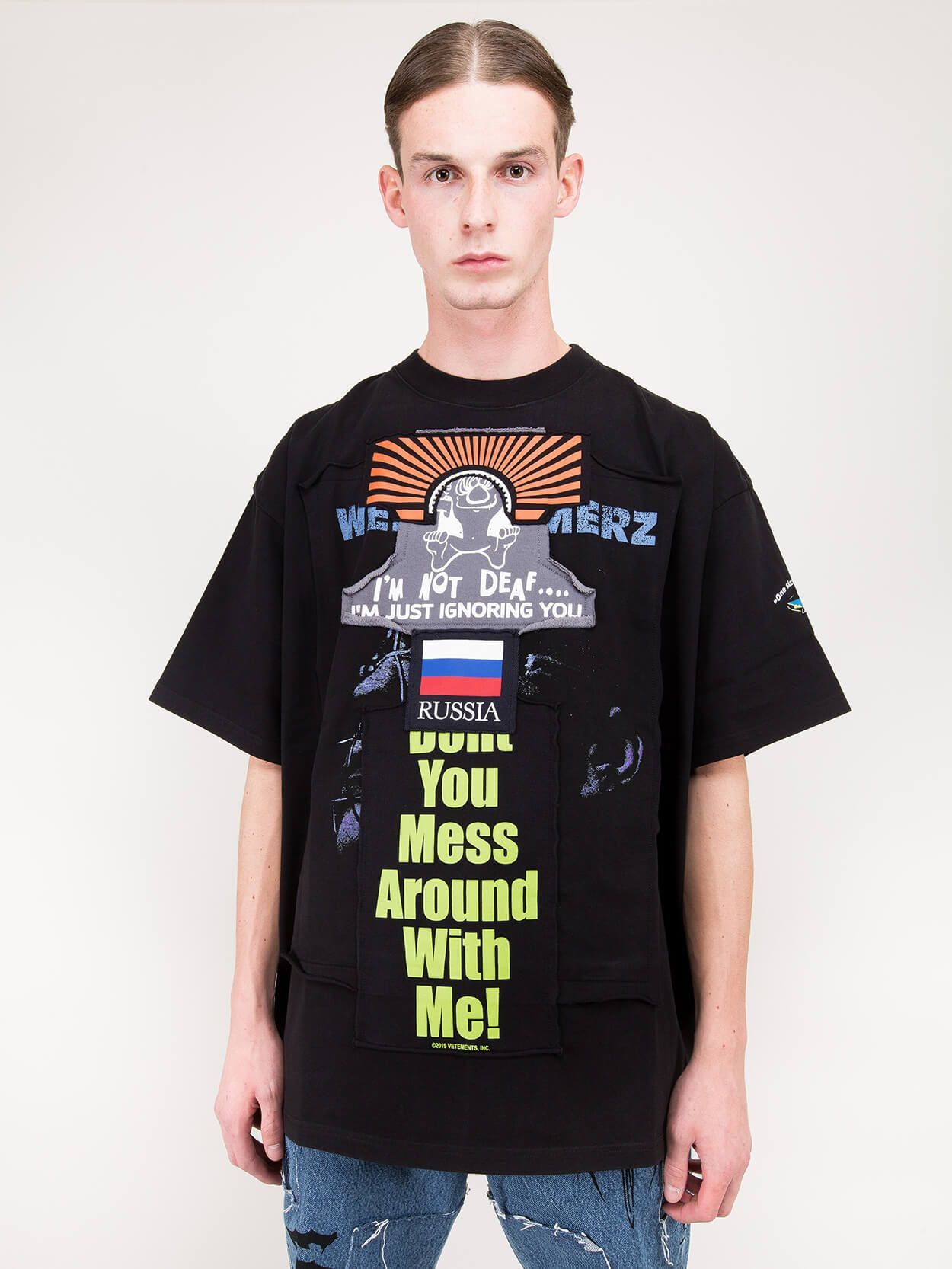 Vetements Black Russia Patchwork Oversized T-Shirt Size US XS / EU 42 / 0 - 2 Thumbnail